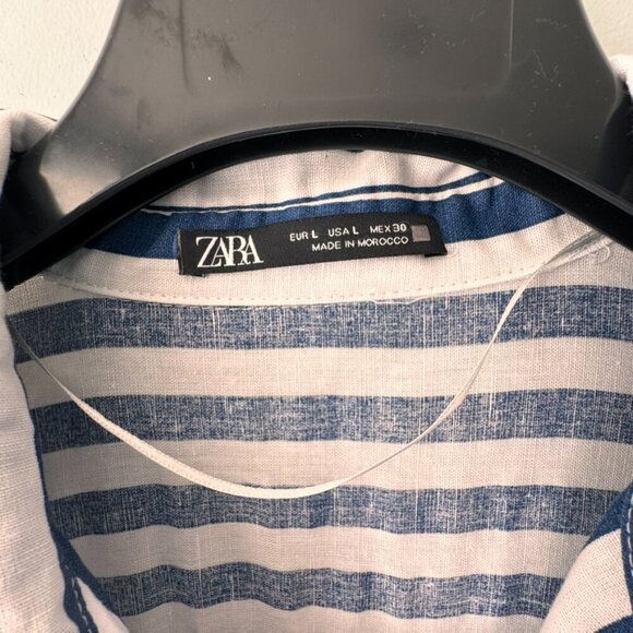 Zara Short Sleeve Linen Cotton Blend Belted Maxi Dress - Picture 5 of 11